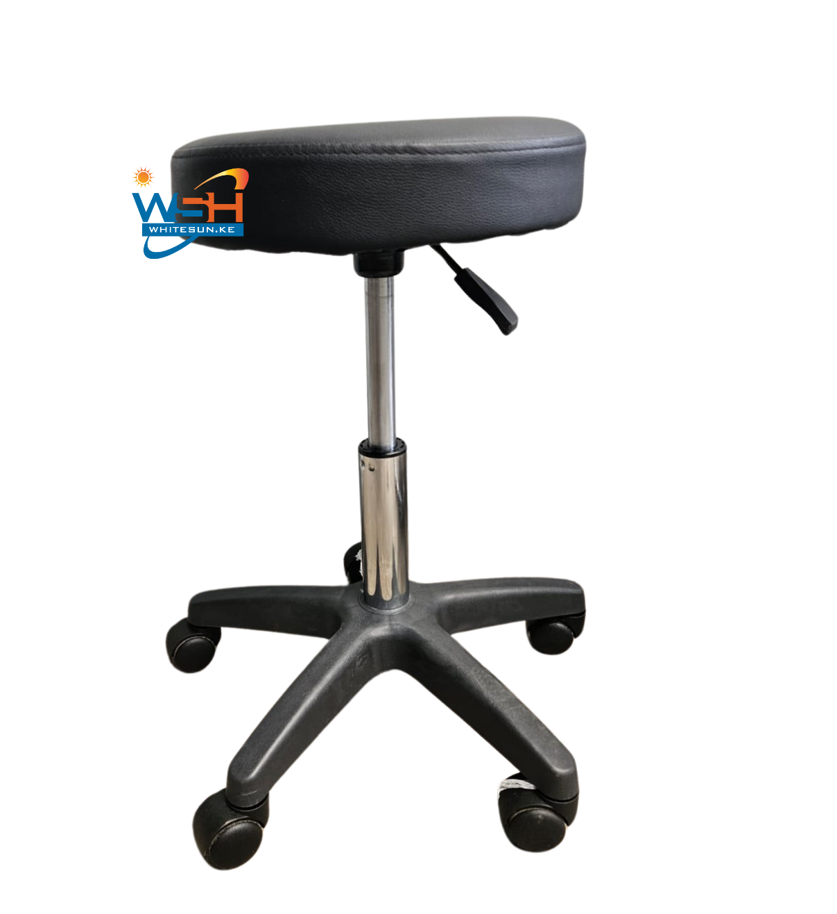 Adjustable Black Rolling Stool