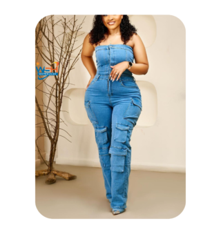 BLUE LADIES' DENIM TOP AND PANTS