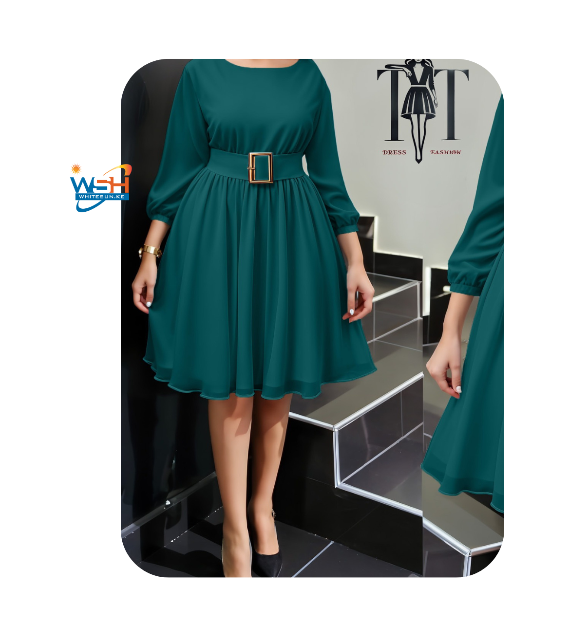 Udella Emerald Pleated Dress