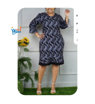 Classy Dress Blue and black patterned