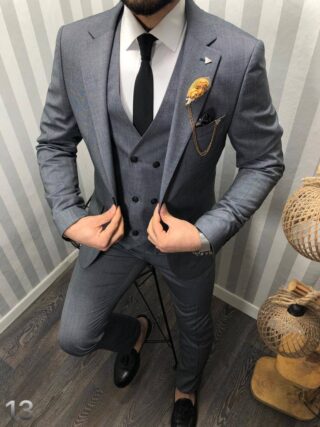 Battleship Grey Slim Fit Bernardo Cavalli Size 52 Suit