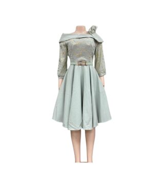 Elegant Light Blue Dress With a Floral Detail