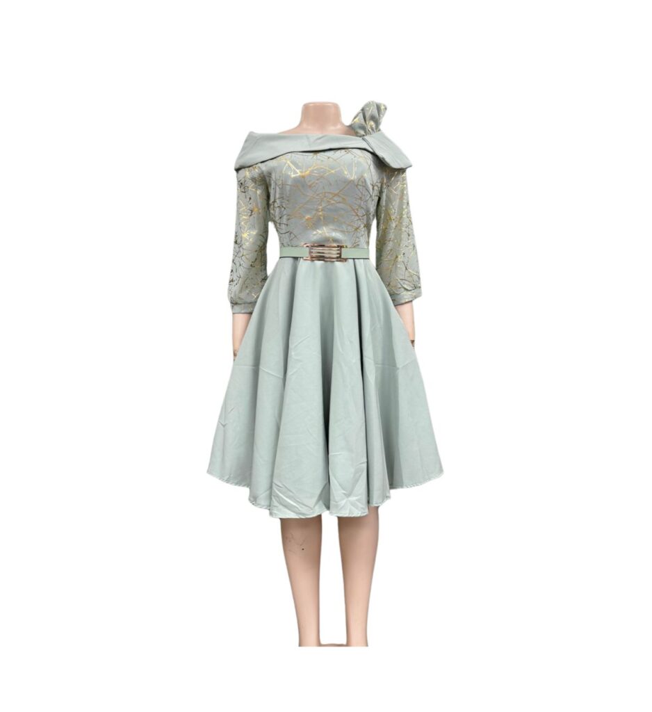 Elegant Light Blue Dress With a Floral Detail