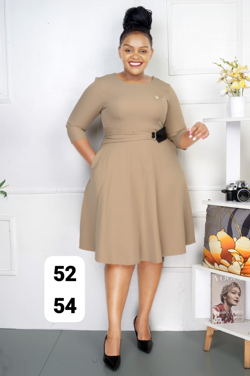 Classic Taupe A-line Dress