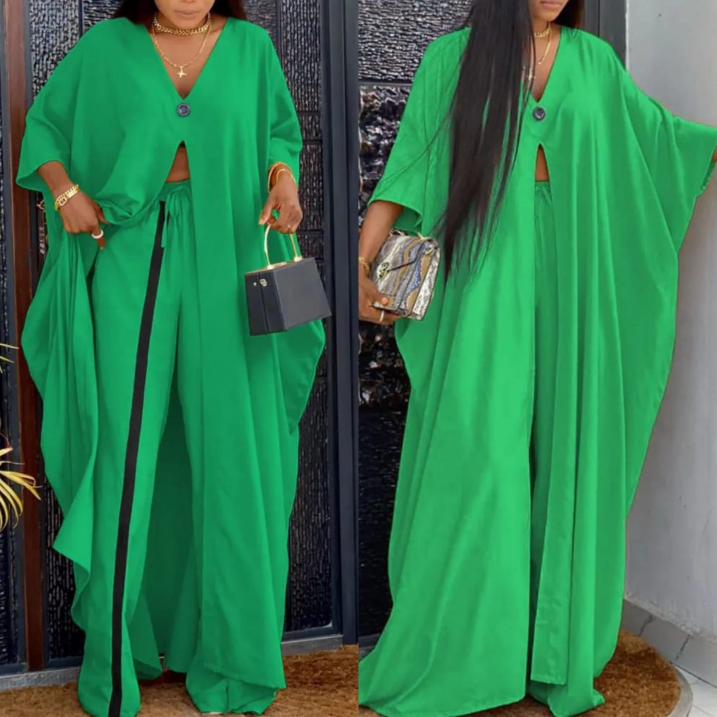 Green kimono and trouser