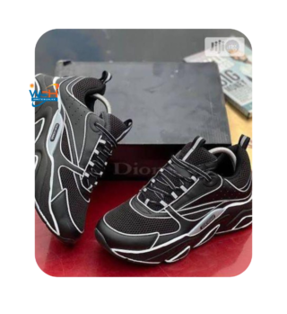 Stylish Dior Black Mesh Sneakers with Reflective Accents