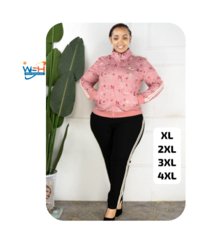 Pink Top and Black Cotton Track Suits