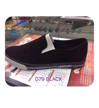 Black Slip-On Sneakers with Grey Sole