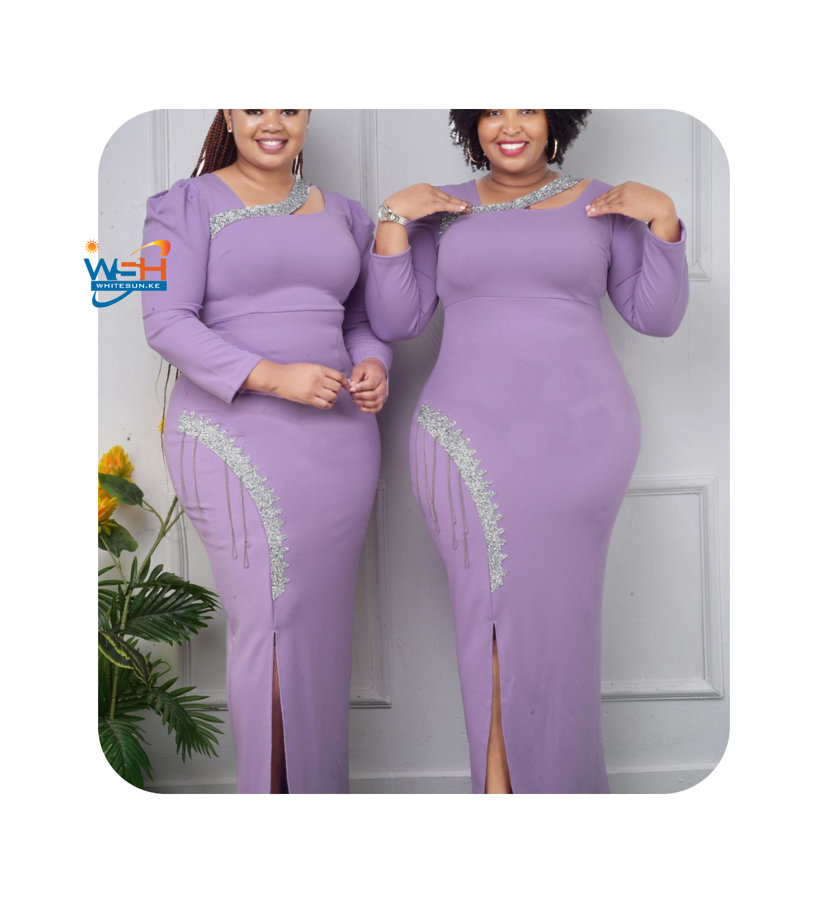 Elegant Purple Evening Gown with Silver Embellishments