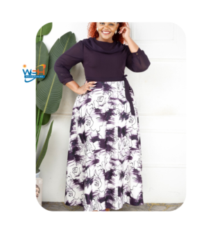Elegant Teal Top and Abstract Floral Maxi Skirt