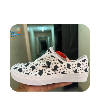 White Vans Sneakers with Black Pattern