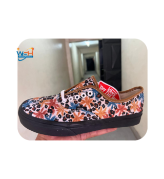 Colorful Vans Sneakers with Leopard and Floral Pattern