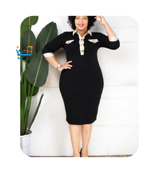 Chic Black Dress with Beige Accents