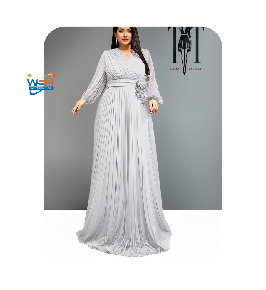 Stylish white Pleated Gown Dress