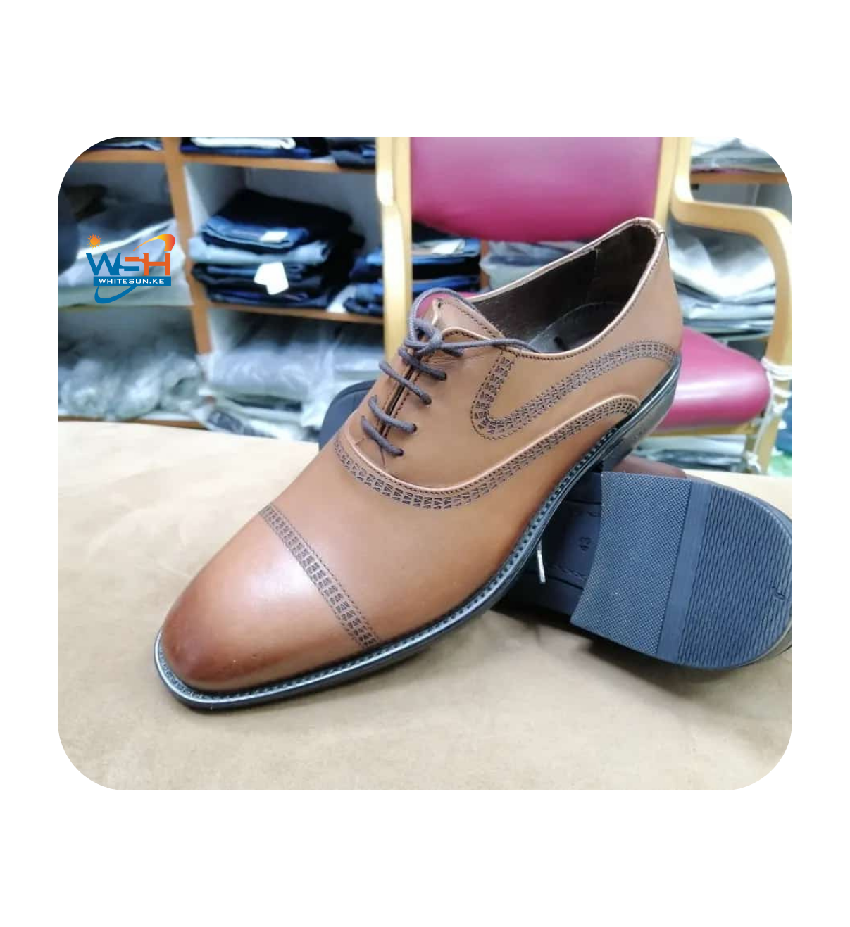 Men's Classic Brown Leather Lace-Up Oxford Shoes