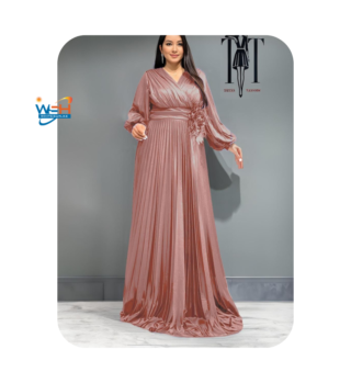 Elegant Maroon Pleated Gown