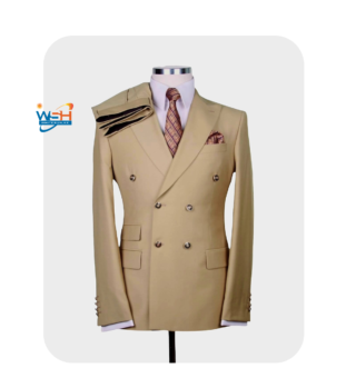 Designer Mens Double Breasted Gold Button Suit in Camel Designer Mens Double Breasted Gold Button Suit in Camel