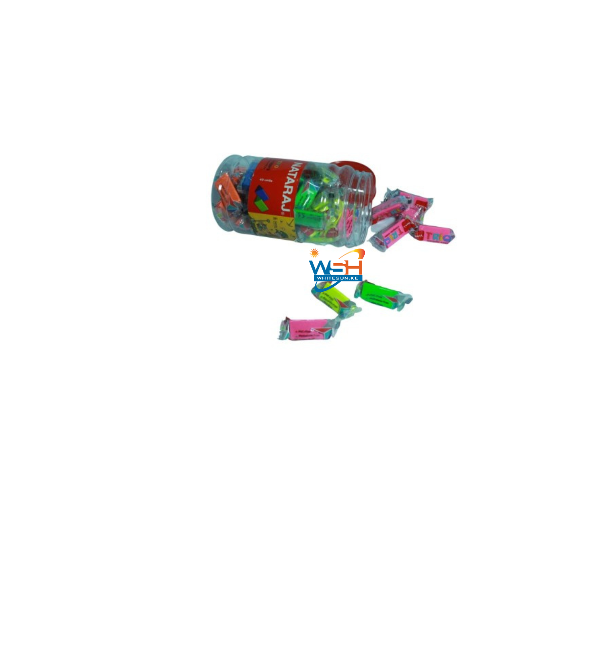 Nataraj Trio neon big Tri eraser ( 40 pcs in a jar) - Image 2
