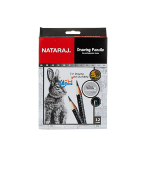 Nataraj 12 Degree Drawing Pencils (12 pcs with one sharpener and one jumbo Eraser
