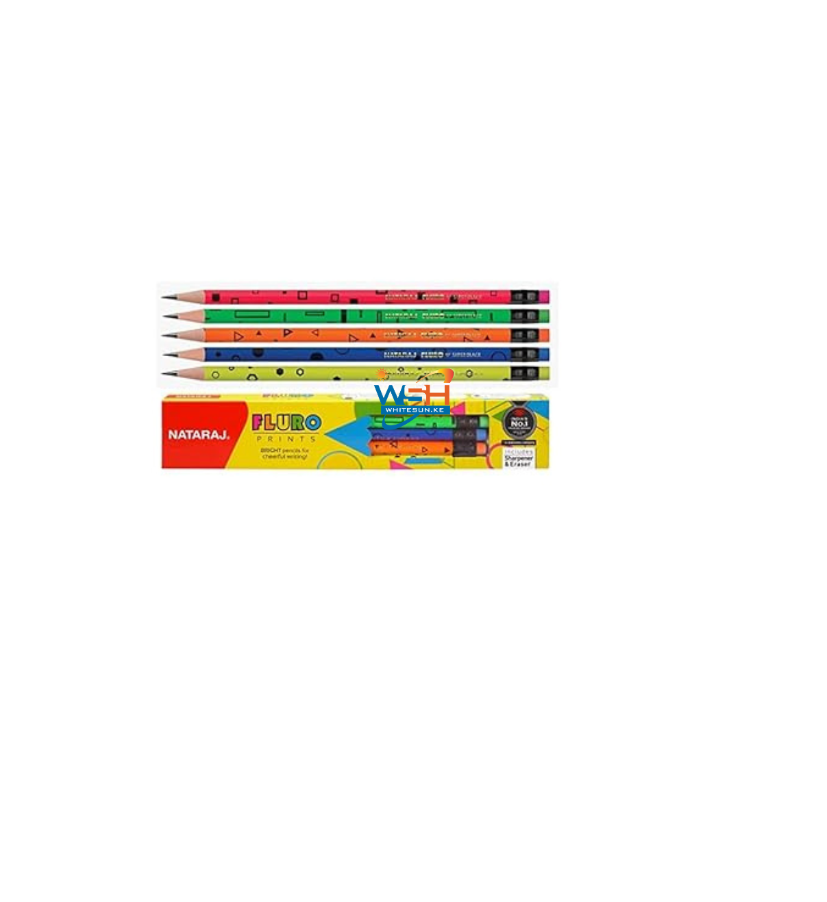 Nataraj fluro prints Pencils, Round Shape Body for Strong Grip, Multipal colour look for executives, Easy Sharpening, Good Handwriting, Free Sharpener, Superior lead