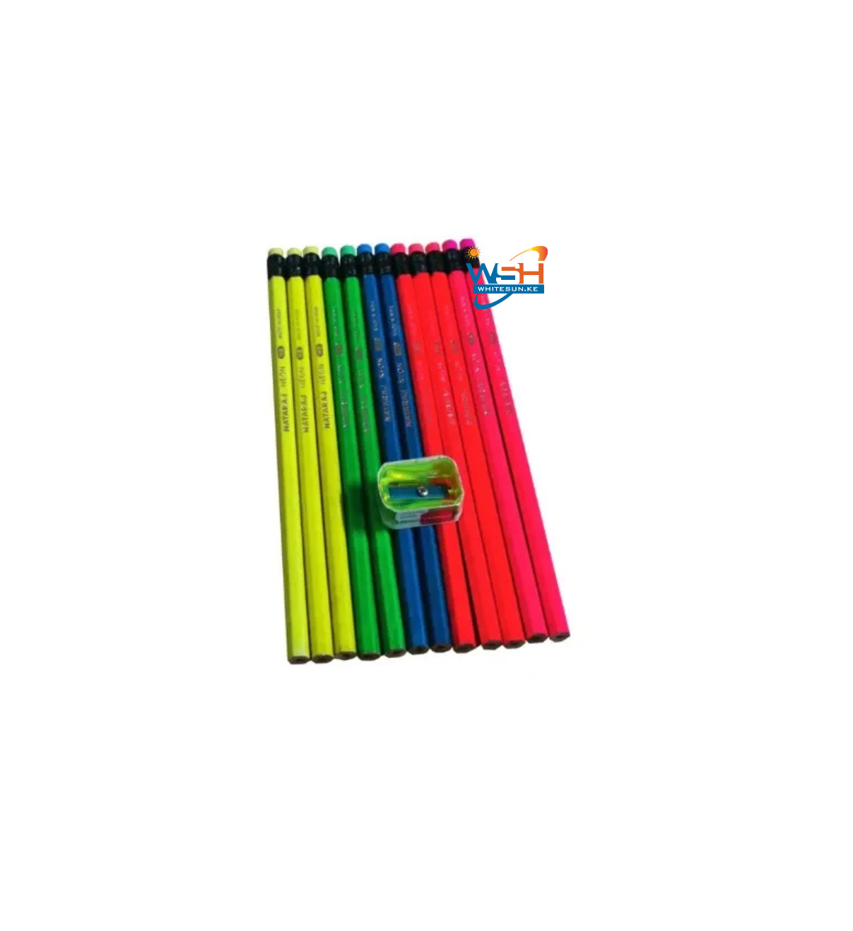 NATARAJ Nataraj Neon Bonded HB Lead Pencil 12 Pieces + 1 Sharpener + 1 Eraser Stationery Set - Image 3