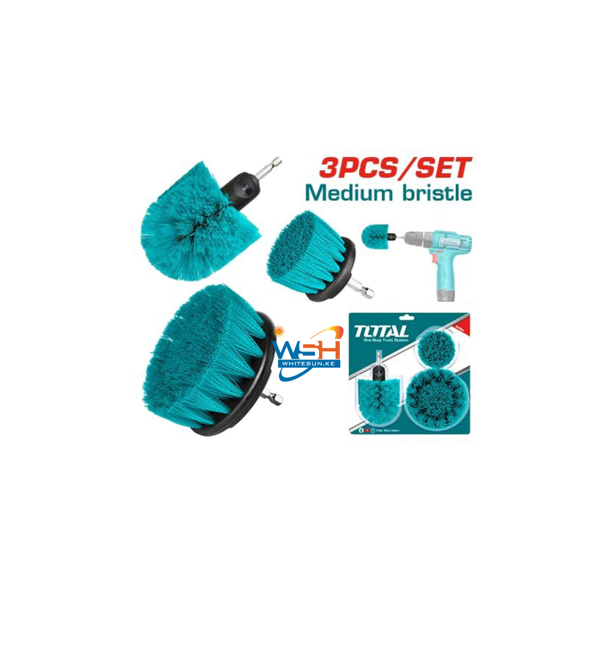 Total TACM3001 3Pcs Medium bristle brush set
