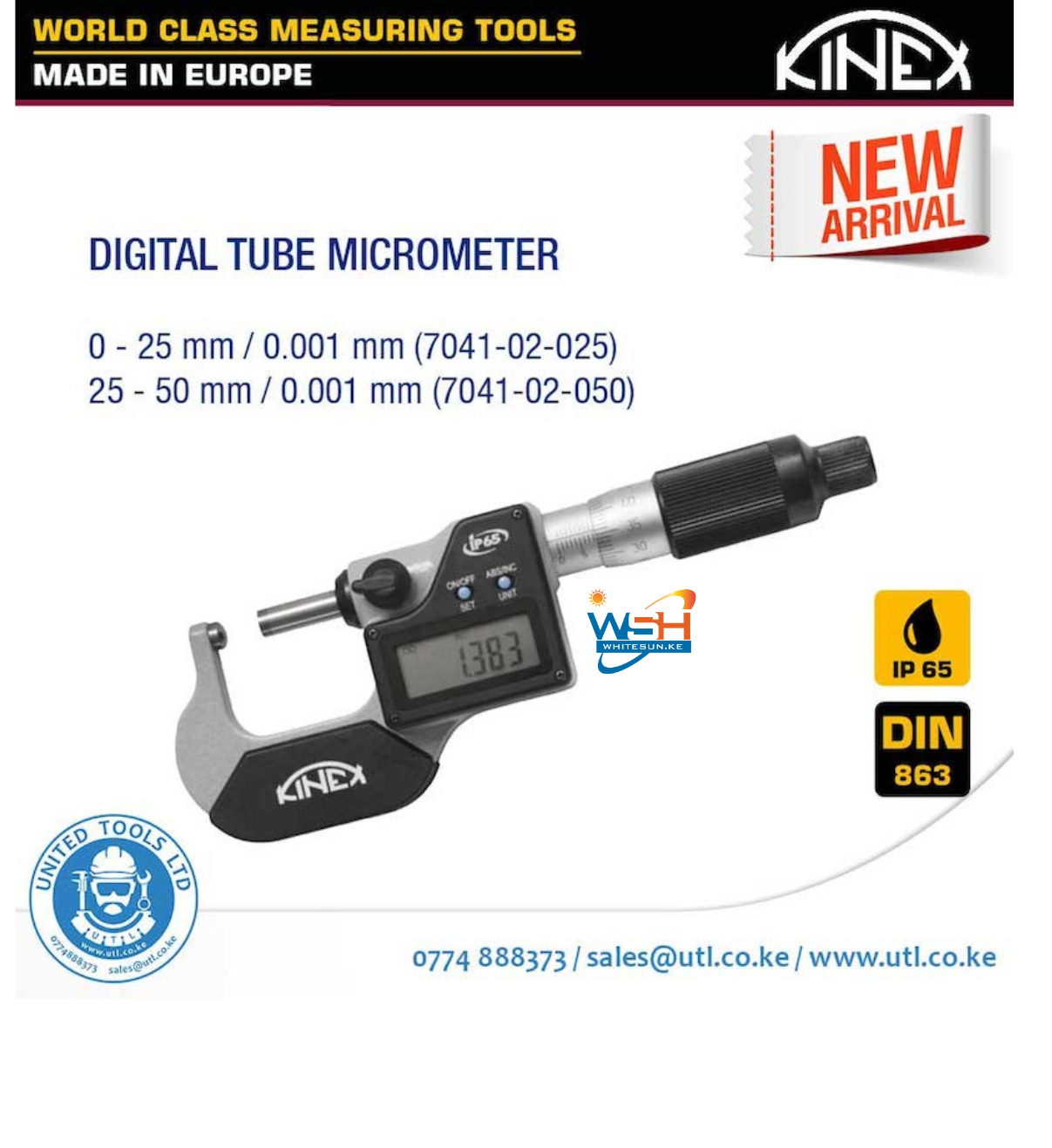 K-MET (Kinex) Digital Tube Micrometer 0-25mm, 0.001mm, DIN863, IP65 – 7041-02-025 - Image 2