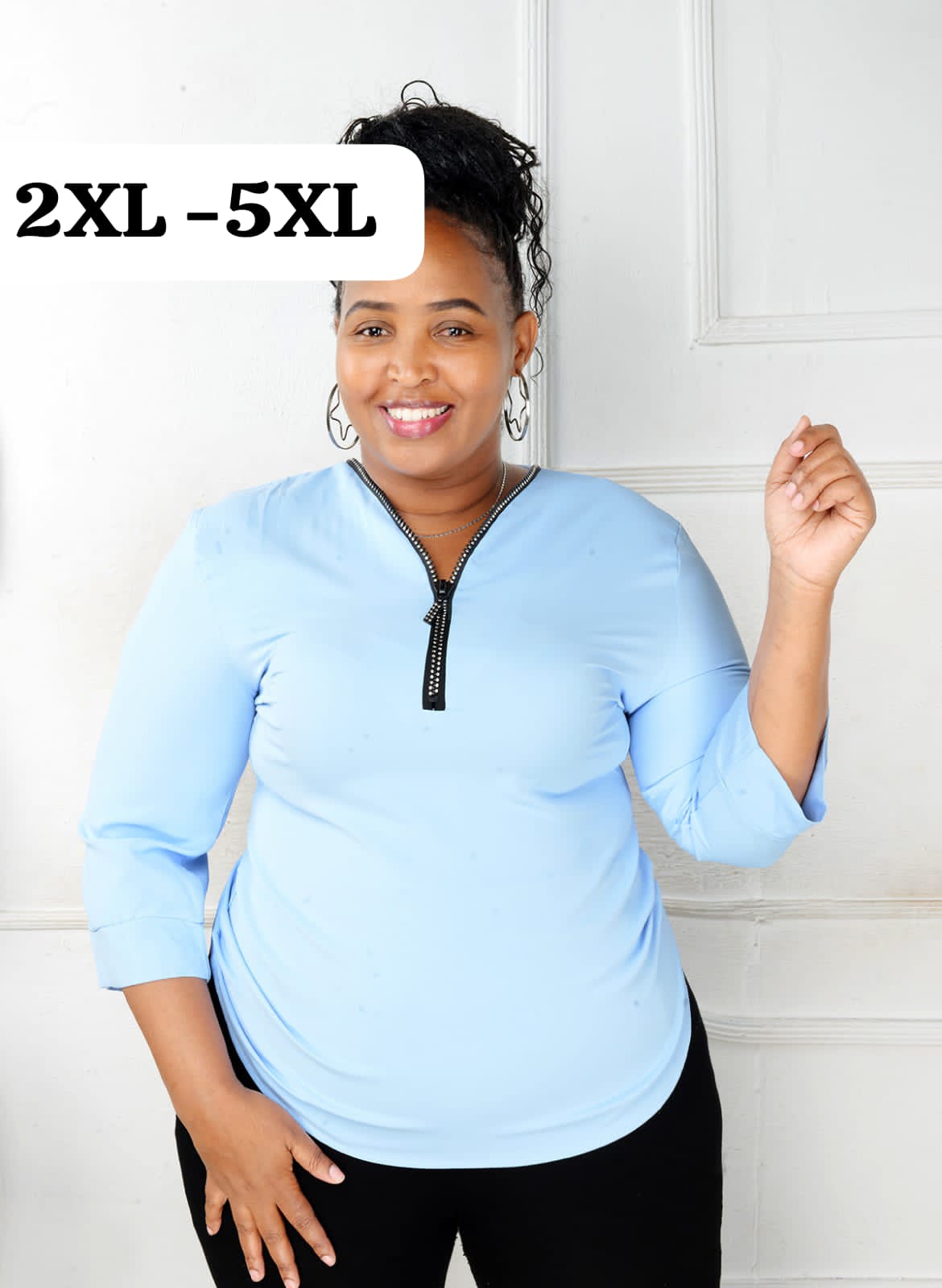 Crimson Zip Casual Top - Image 3