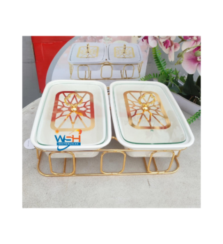 Food warmers with gold stand