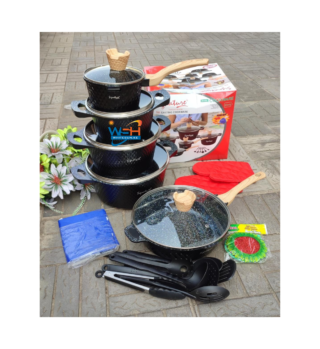 Signature Heavy duty 21 pcs aluminium granite die casting cookware sets