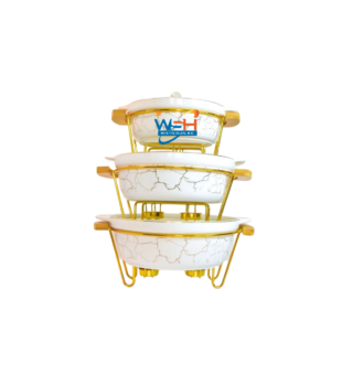 Ceramic 3 Pc Set Oval/rectangular Chaffing Dishes