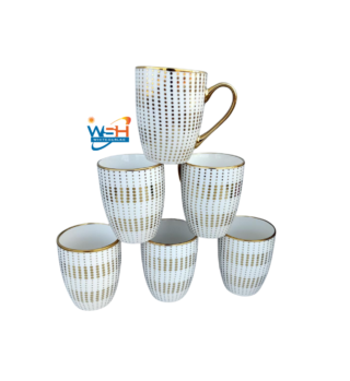 Set of 6 Gold Printed Tea/Coffee Mugs