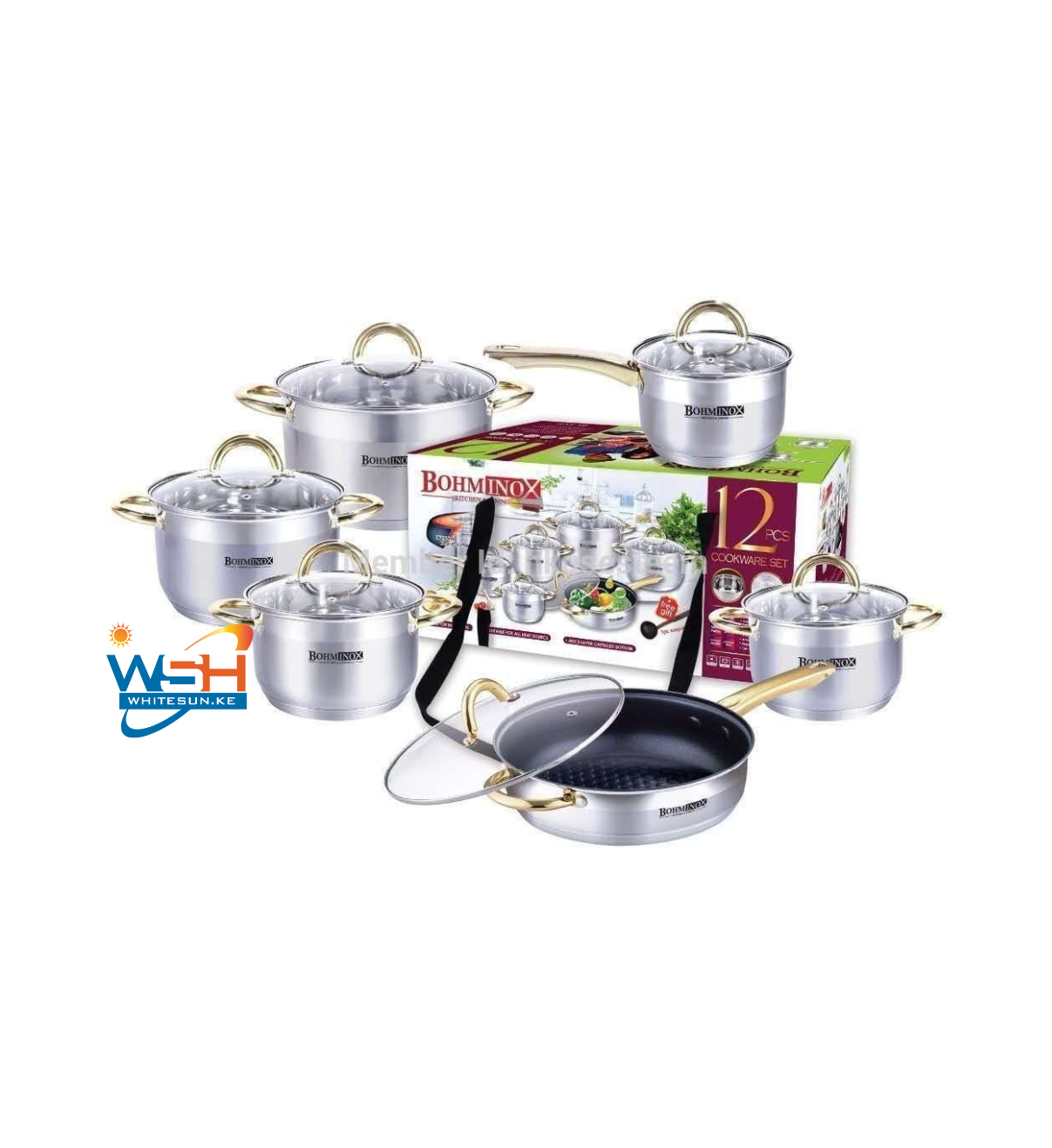 Bohminox 12pcs Stainless Steel Heavy Nonstick Cookware Set