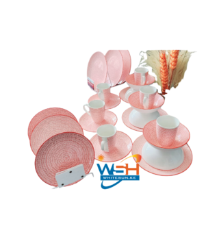 Generic 24 Pcs Ceramic Dinner Set 6Plates 6Cups 6Saucers 6SidePlates