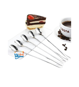 6pcs Stainless Steel Coffee Spoons, Long Handle Spoons For Fruit, Ice Cream, Tableware