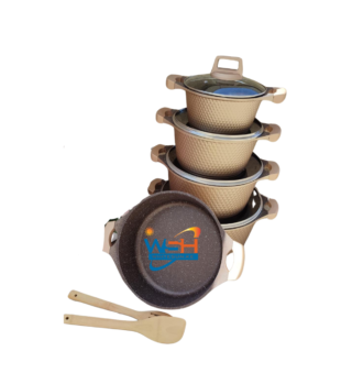 UNIQUE 12pcs Granite Nonstick Cookware Set With Silicone Handles