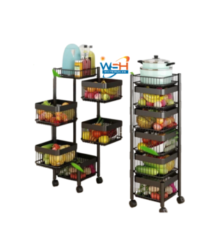 E Rolling Storage Cart with Hollow Storage Basket Kitchen