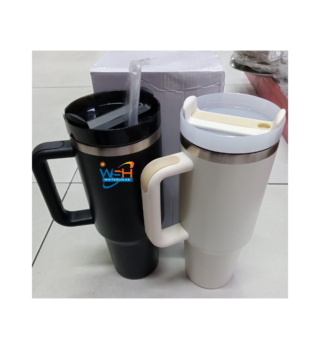 Tumbler with Handle Straw Lid, Stainless Steel Travel Mug - 1.2L