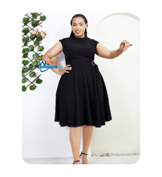 Knee-Length Dress with Belt