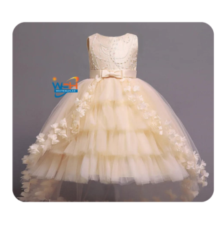 Sleeveless Kids Dress with Floral Appliqués