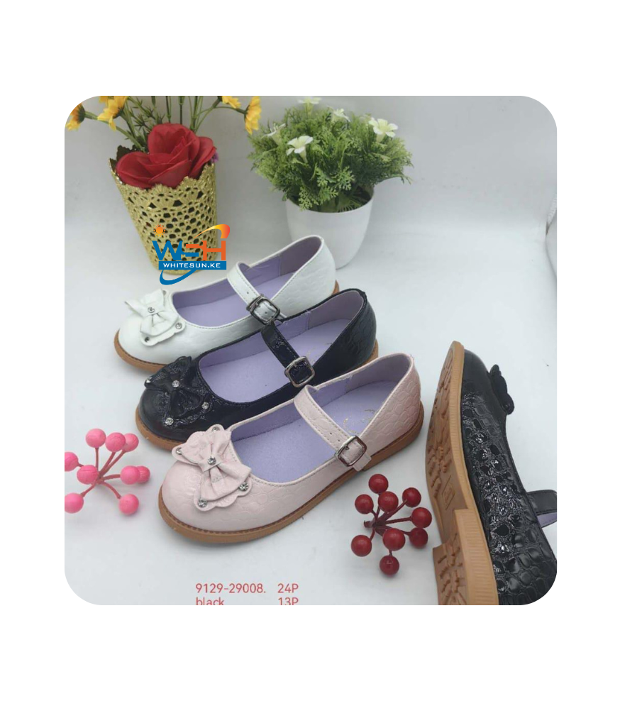 Glossy Children's Shoes with Bow Accent 1