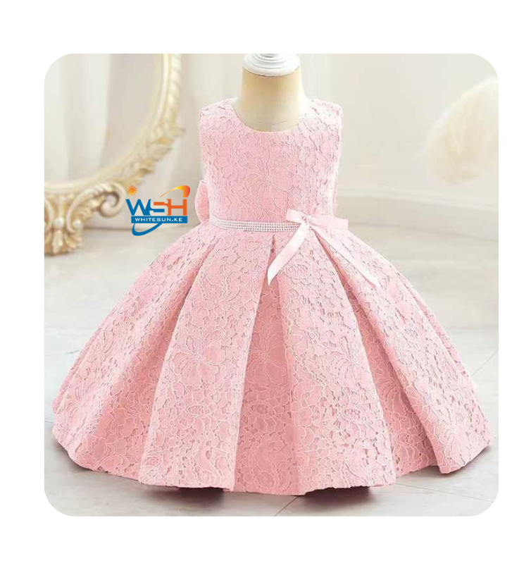 Sleeveless Kids Dress with Floral Appliqués 7