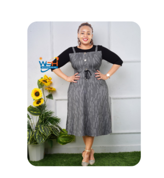 Grey Dress with Black Top and Drawstring Waist