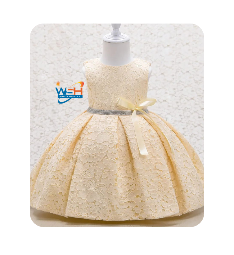 Sleeveless Kids Dress with Floral Appliqués 8