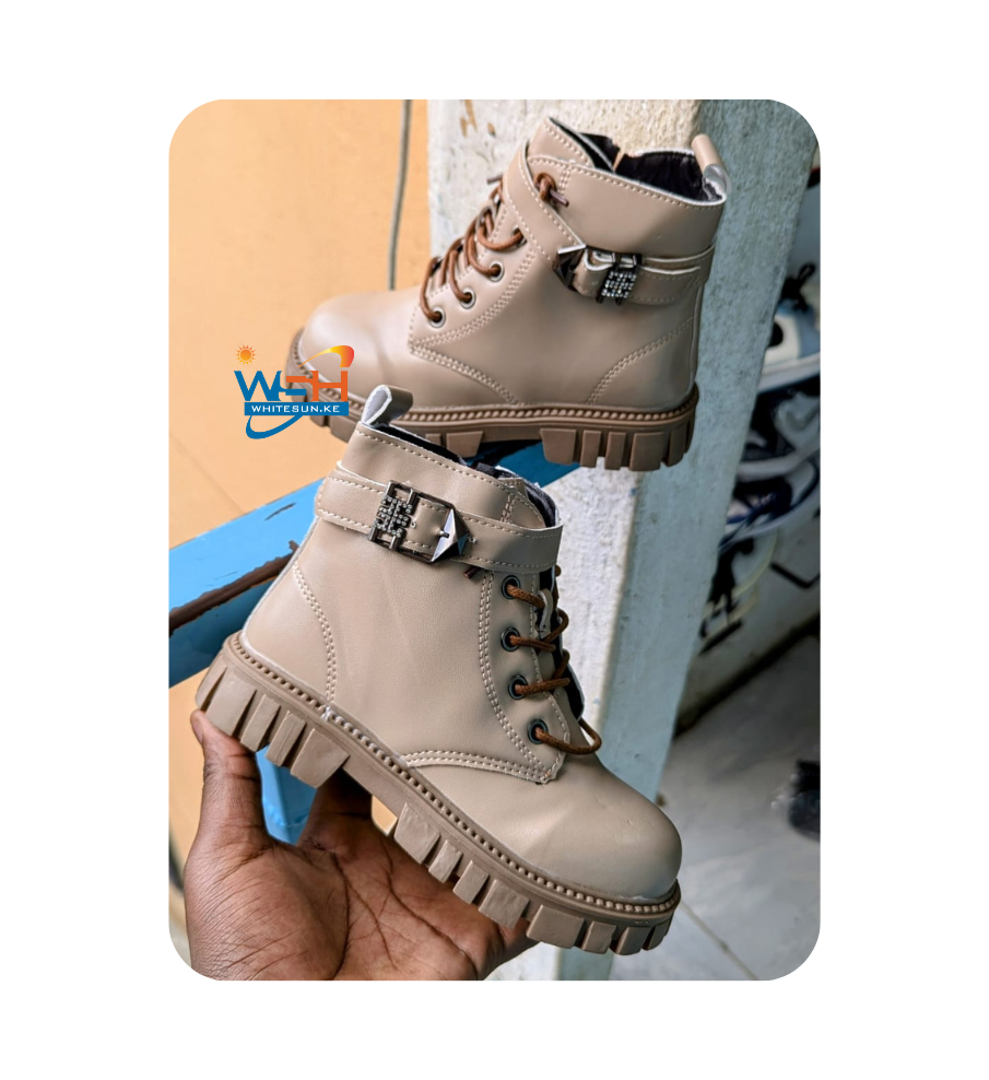 Leather Boots with Buckle Strap