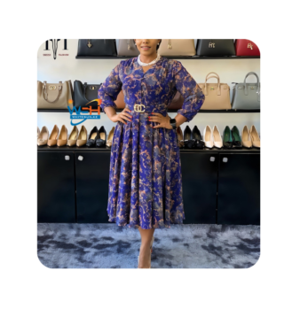 Elegant Midi Dress with Floral Accent 6