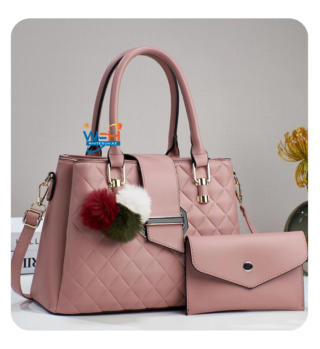 Stylish Brown Bag Set with Golden Star Pattern