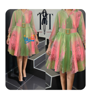 Elegant Floral Dress with Belt
