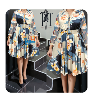 Elegant Floral Dress with Belt