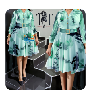 Elegant Floral Dress with Belt